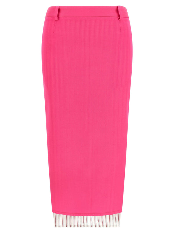 The Attico Wool gabardine with striped lining skirt in pink