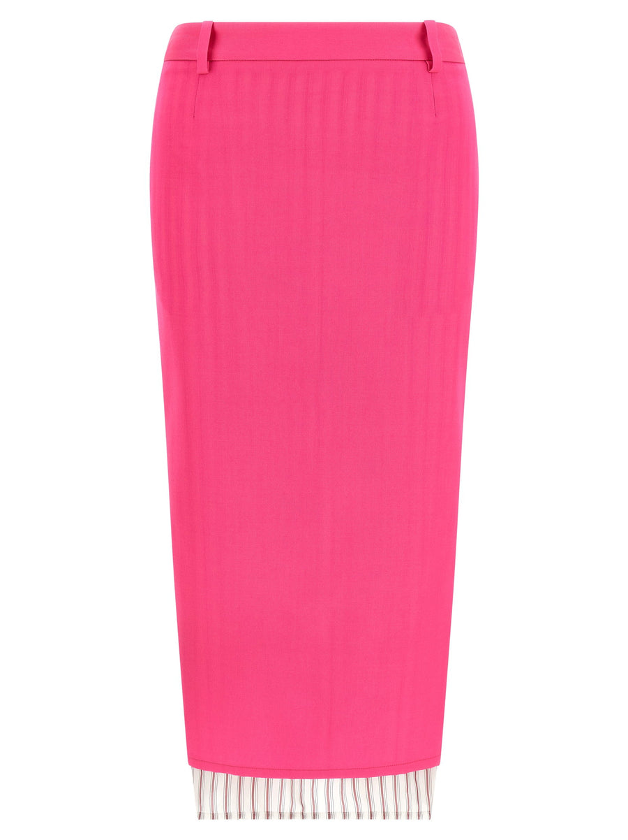 The Attico Wool gabardine with striped lining skirt in pink