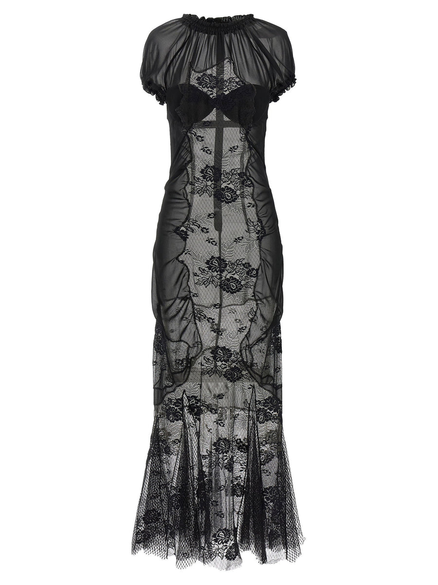 The Attico Lace Tulle Dress — Black