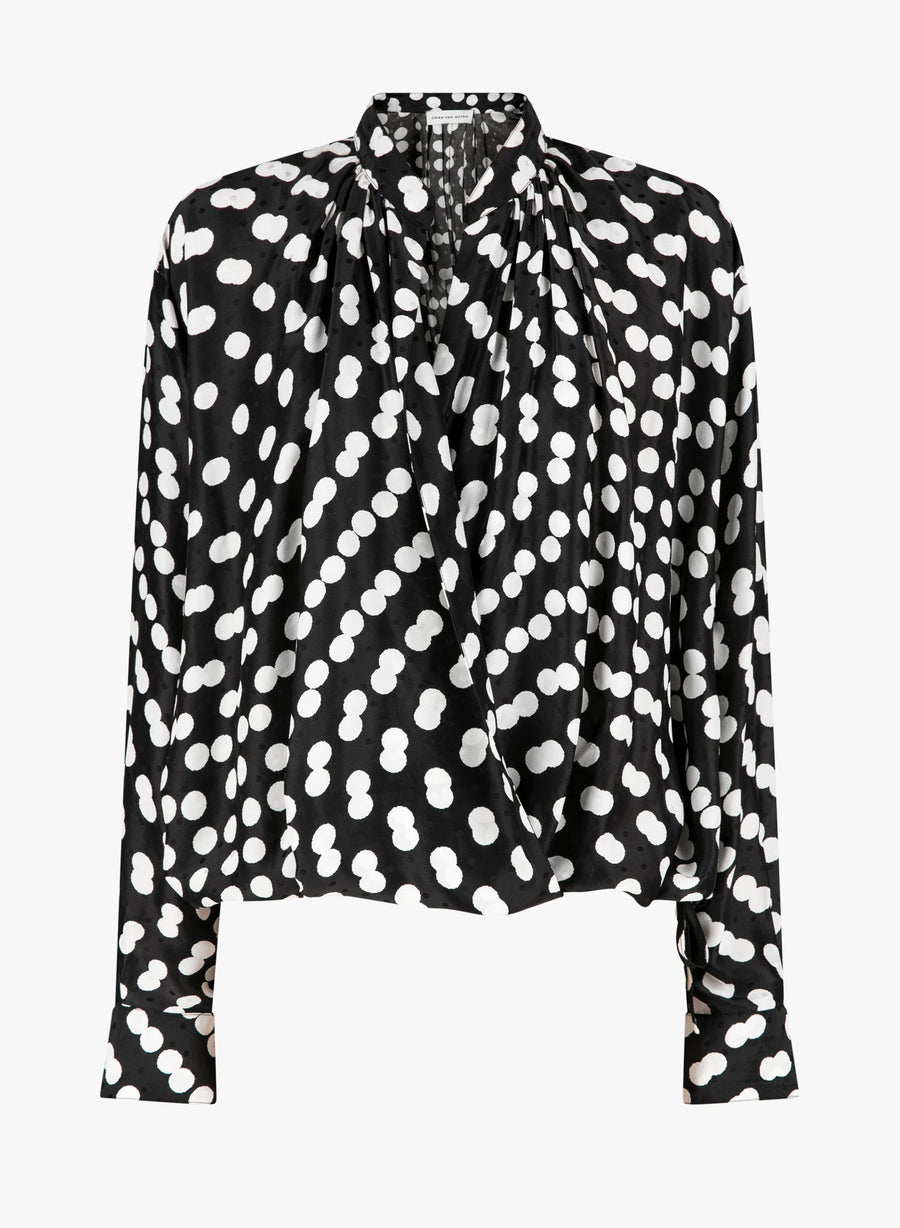 Dries Van Noten Viscose jacquard satin shirt in black