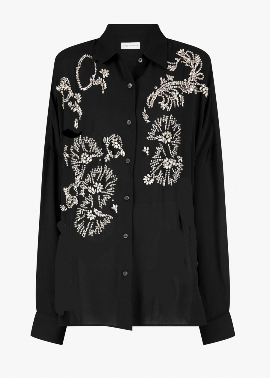 Dries Van Noten Polyester (stretch) shirt in black