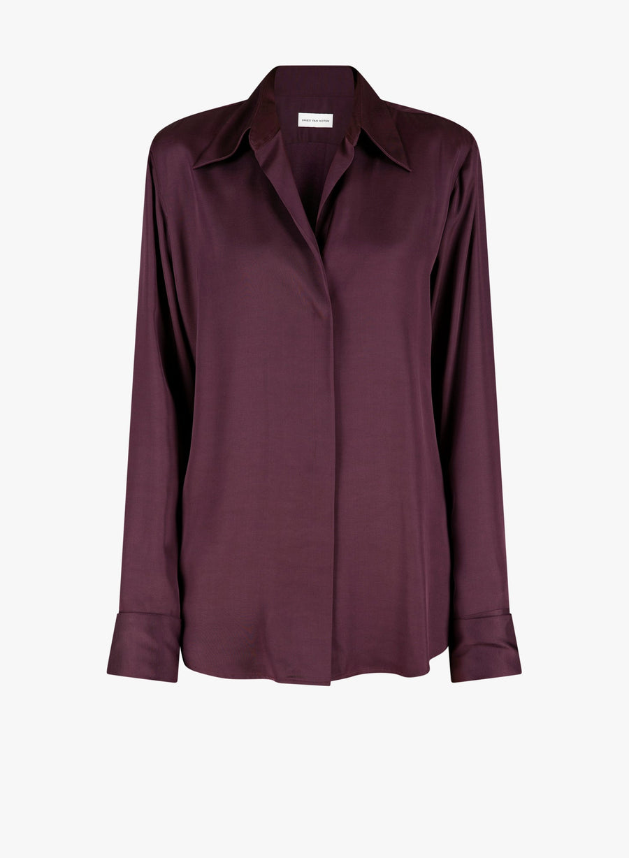 Dries Van Noten Viscose satin shirt in purple