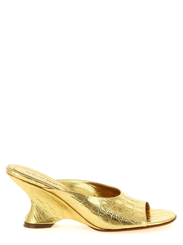 حذاء ميول وبيدج Laminated من Dries Van Noten جلد — ذهبي