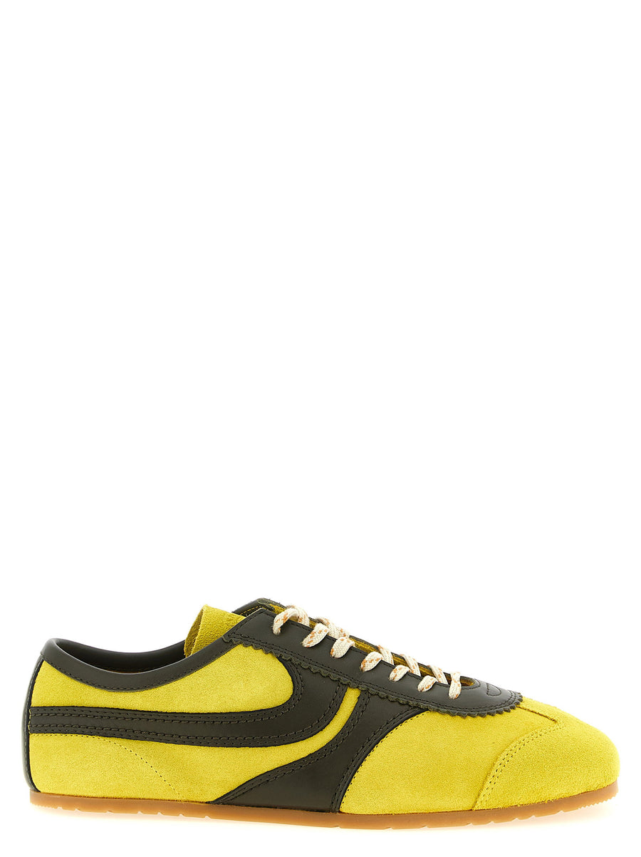 Dries Van Noten Suede Colorblock Sneaker — Yellow