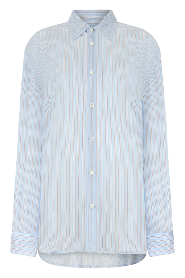 Shirt Cupro Striped Light Blue Cuprammonium Rayon