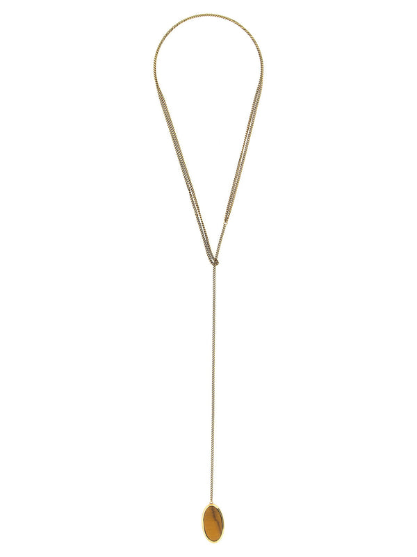 Dries Van Noten Semi-Precious Stone Pendant Necklace — Gold