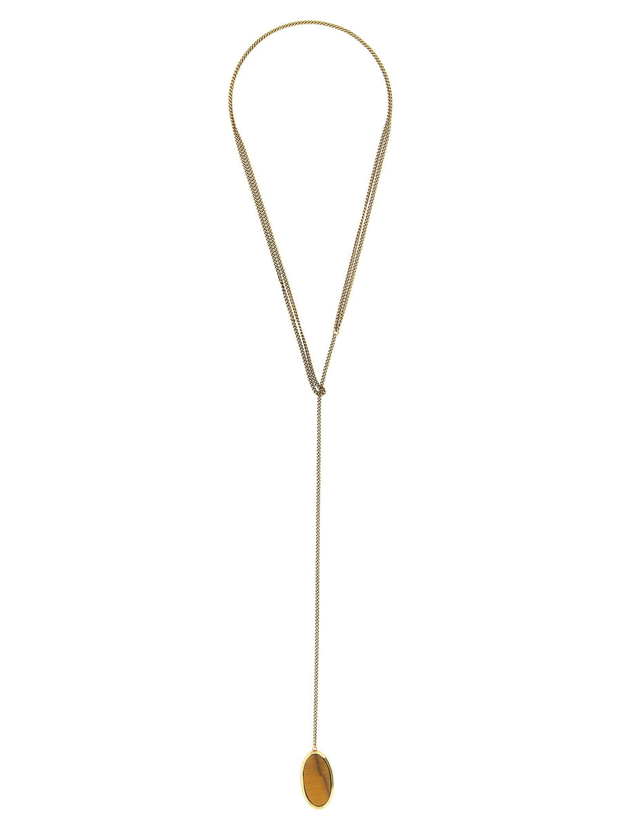 Dries Van Noten Semi-Precious Stone Pendant Necklace — Gold