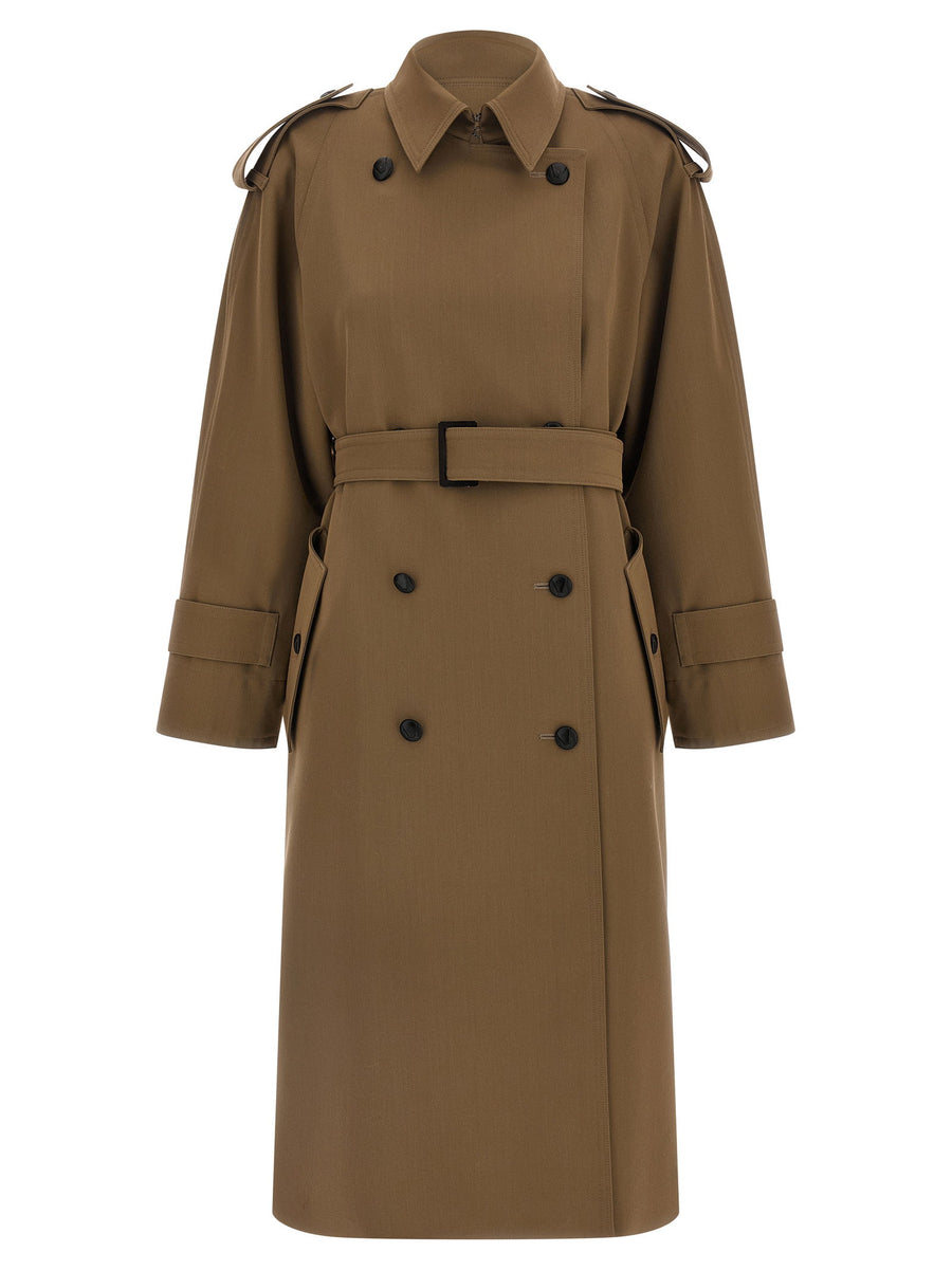 Max Mara Wool Gabardine Waterproof Trench Coat — Camel