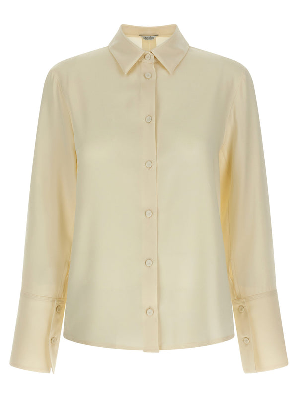 Max Mara Stretch Silk Crêpe de Chine Shirt — Cream