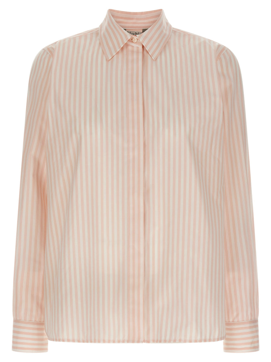 Max Mara Striped Cotton Poplin Shirt — Pink