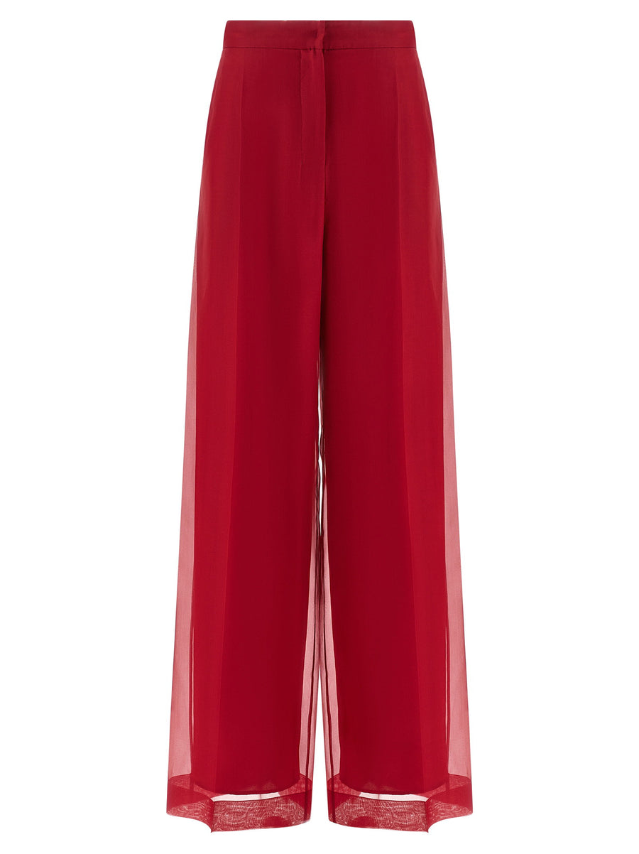 Max Mara Silk Organza Trousers — Red