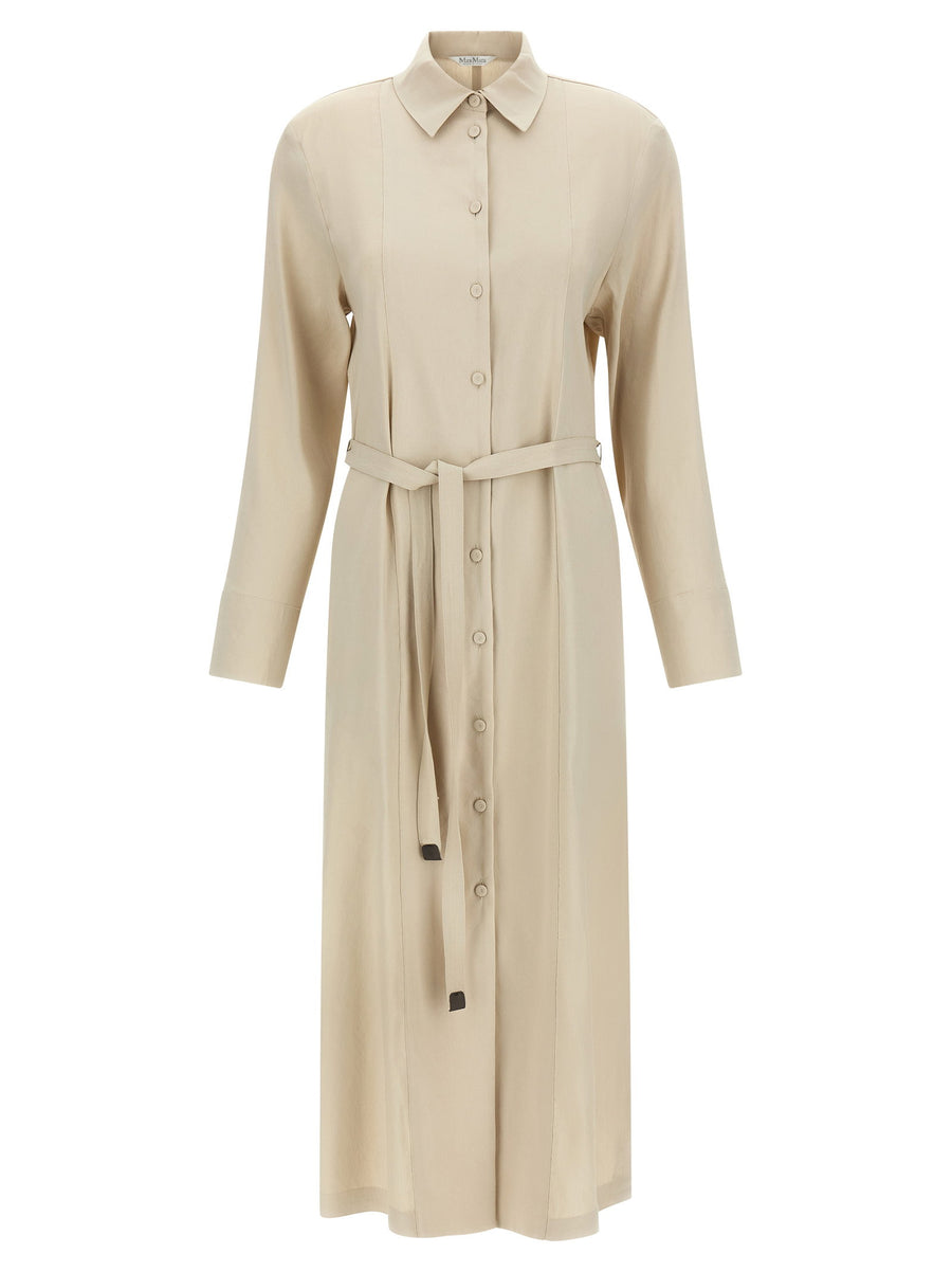 Max Mara كتان-فيسكوز قميص فستان — بيج