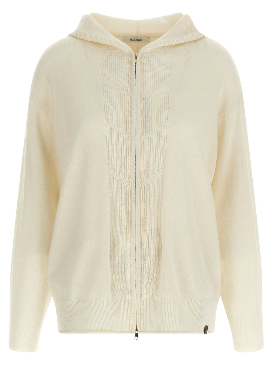 Max Mara Cashmere Hooded Cardigan — Ivory