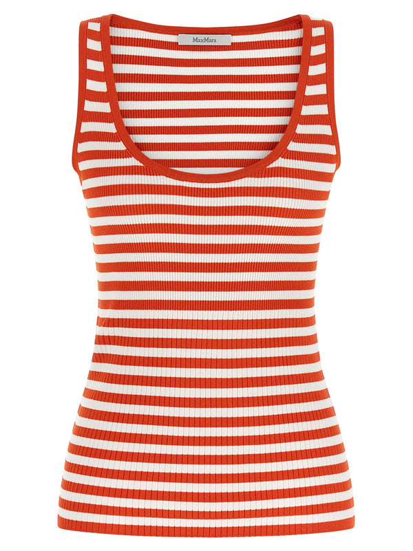 Max Mara Ribbed Striped Tank Top — Red