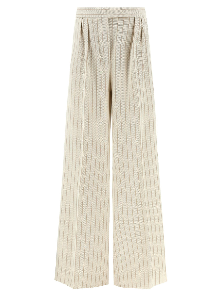 Max Mara Pinstripe Cotton Piqué Trousers — beige