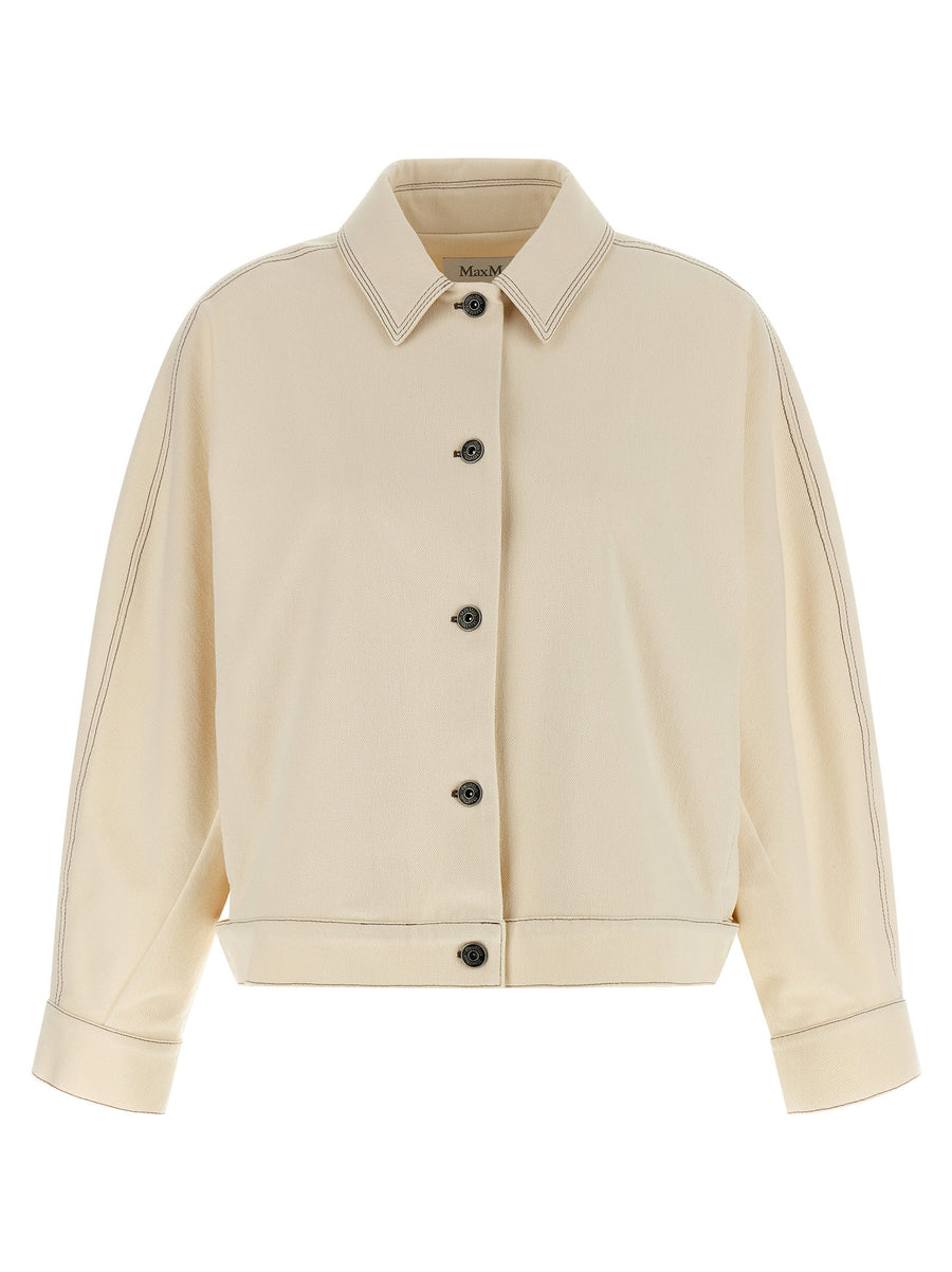 Max Mara Denim-Effect Cotton Blend Overshirt — Cream