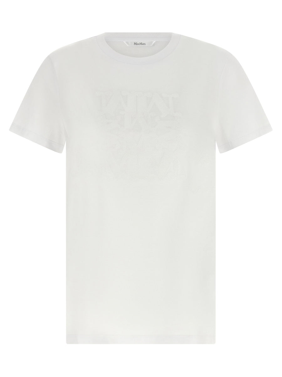 Max Mara Embroidered Logo Cotton T-shirt — White