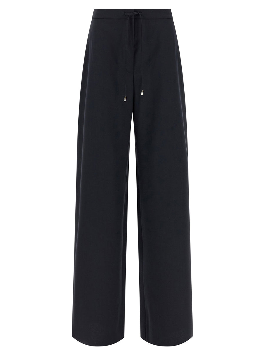 Max Mara Studio Wool Wide-Leg Trousers — Black