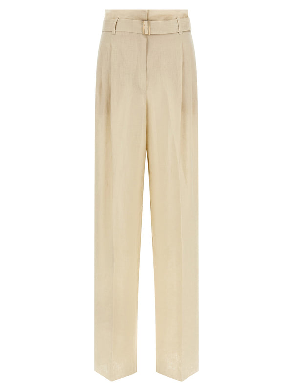 Max Mara Studio Pure linen trousers in cream