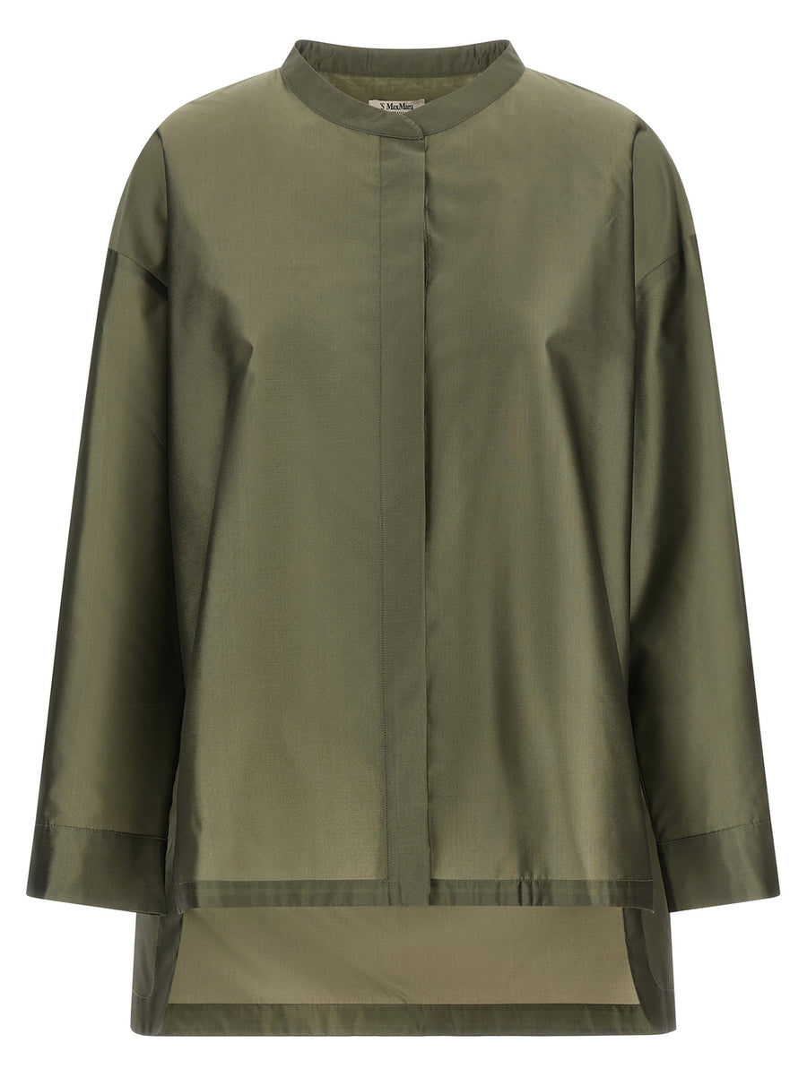 Max Mara 'S Silk Blend Organza Shirt — Olive