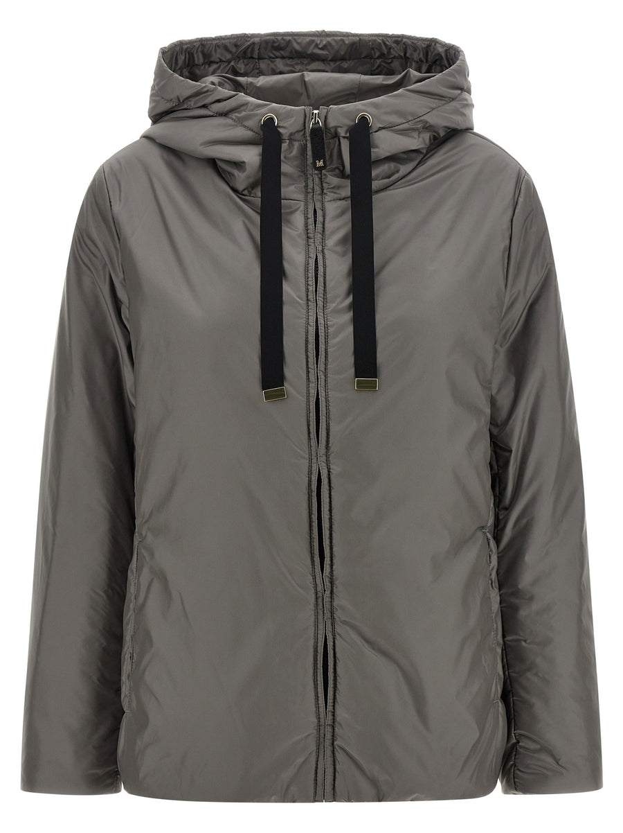 Max Mara The Cube Waterproof Cameluxe Canvas Down Jacket — Gray