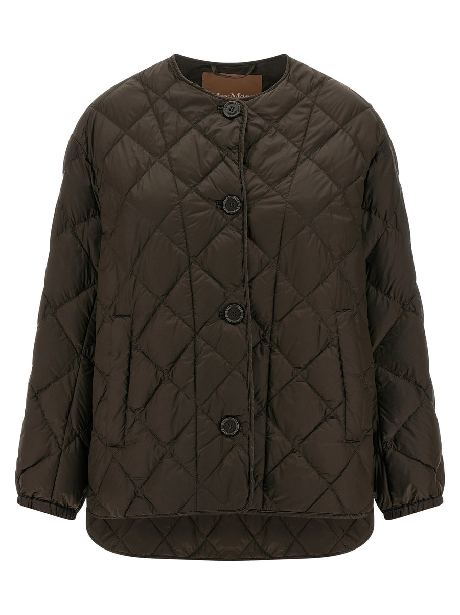 Max Mara The Cube Quilted Diamond Waterproof Down Jacket — Olive