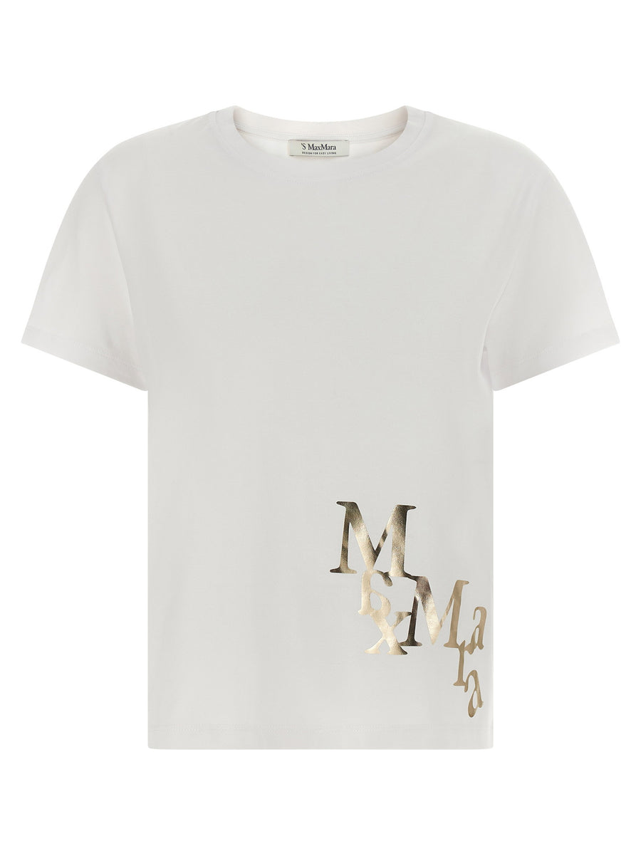 Max Mara 'S Logo-Laminated Cotton T-Shirt — White