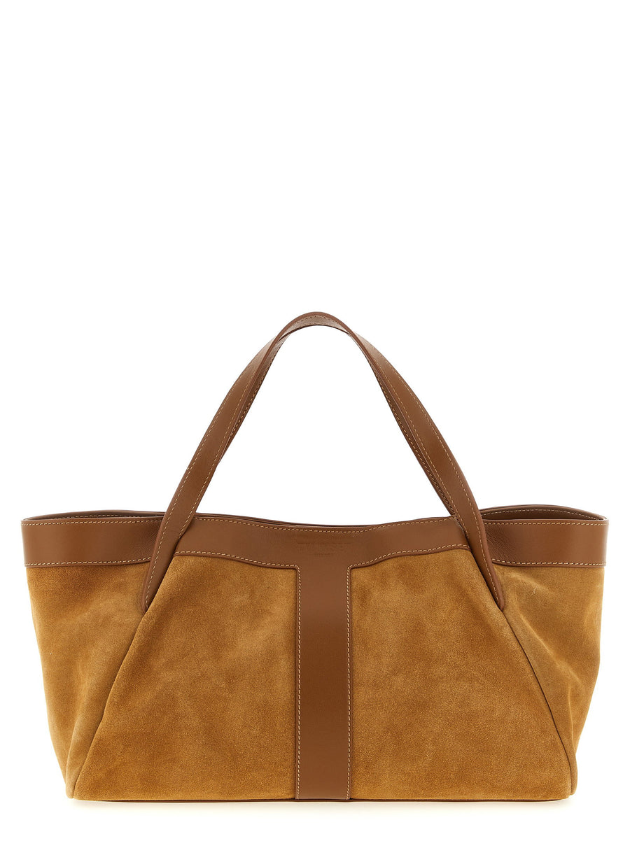 Twin Set Suede and Leather Shoulder Bag — Tan