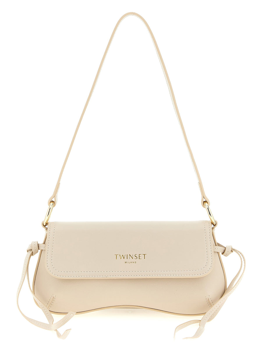Twin Set Full Grain Nappa Leather Shoulder Bag — Cream