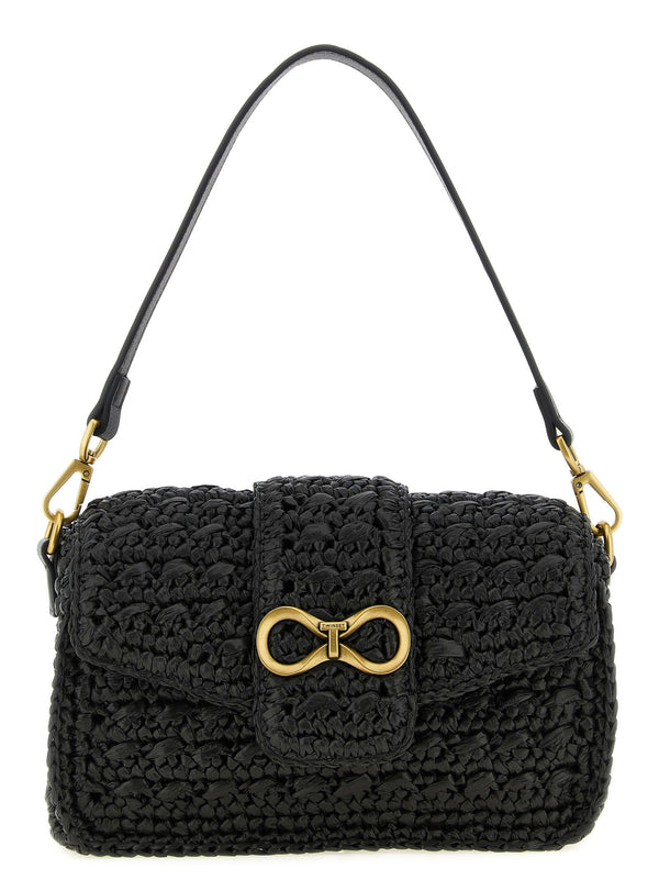 Twin Set Hand-Woven Raffia Crossbody Bag — Black
