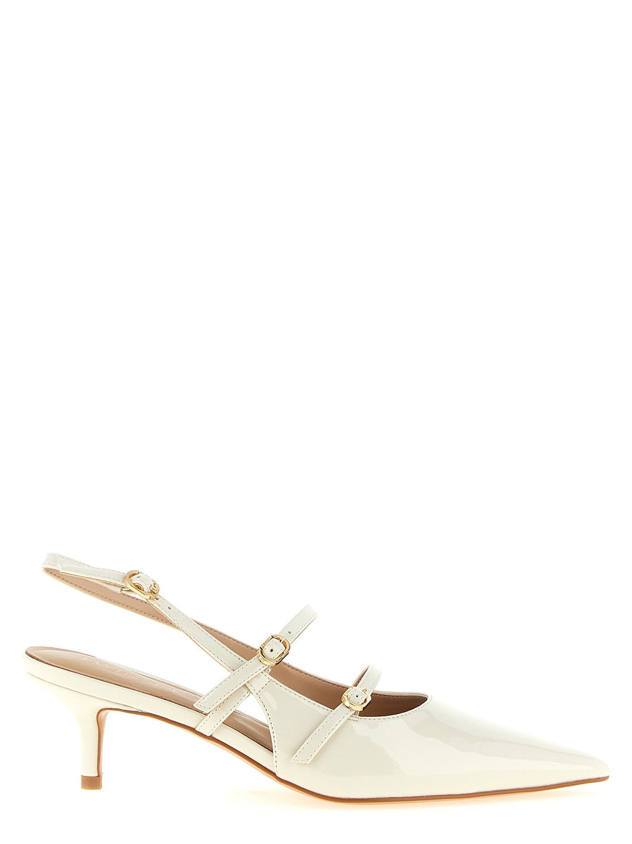 Twin Set Patent Leather Slingback Slingback Heel — Cream