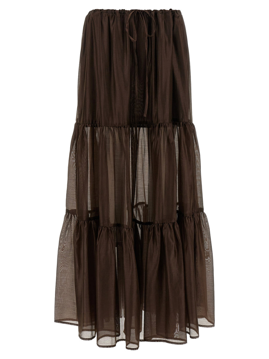 Twin Set Tiered Flounce Skirt — Brown