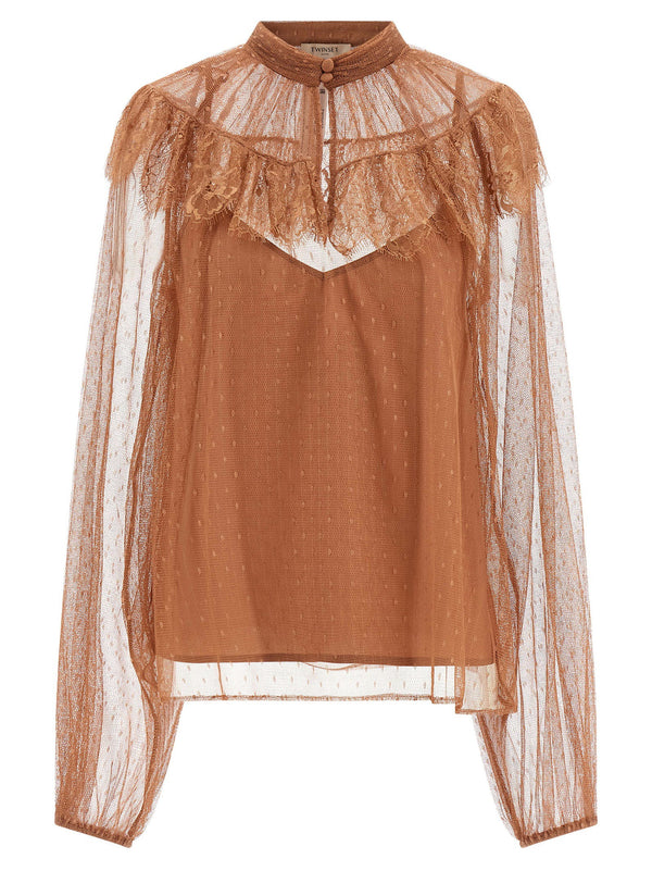 Twin Set Tulle Plumetis Blouse