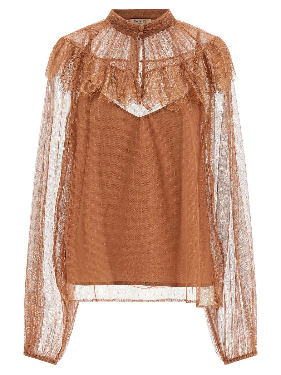 Twin Set Tulle Plumetis Blouse
