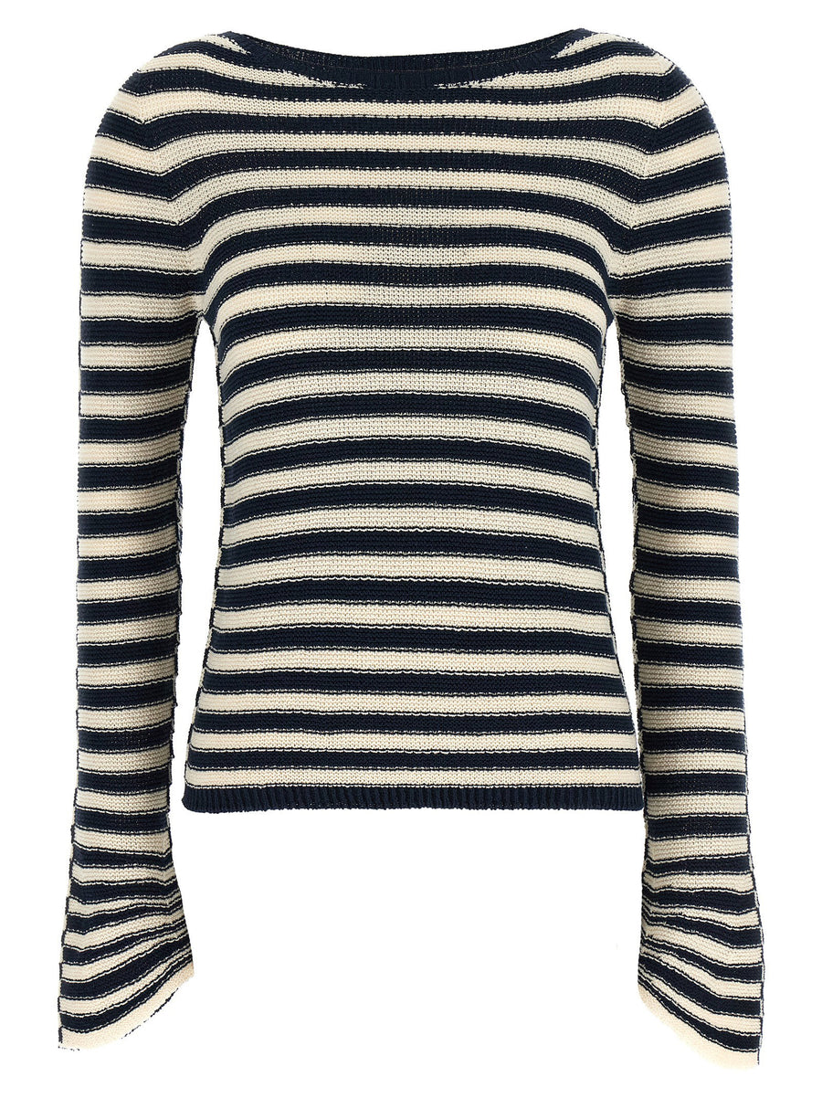 Twin Set Striped Knit Sweater — Navy