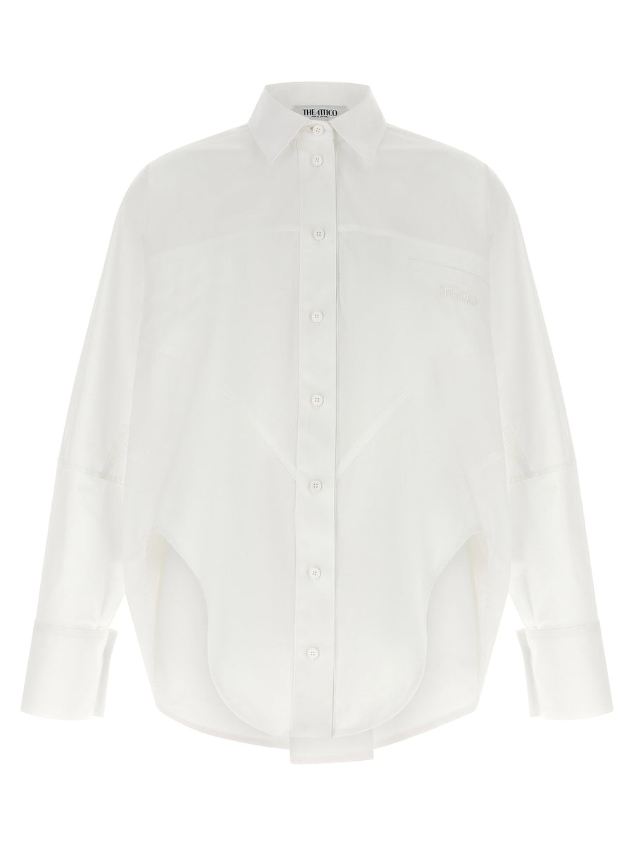 The Attico Shaped Hem Cotton Shirt — White