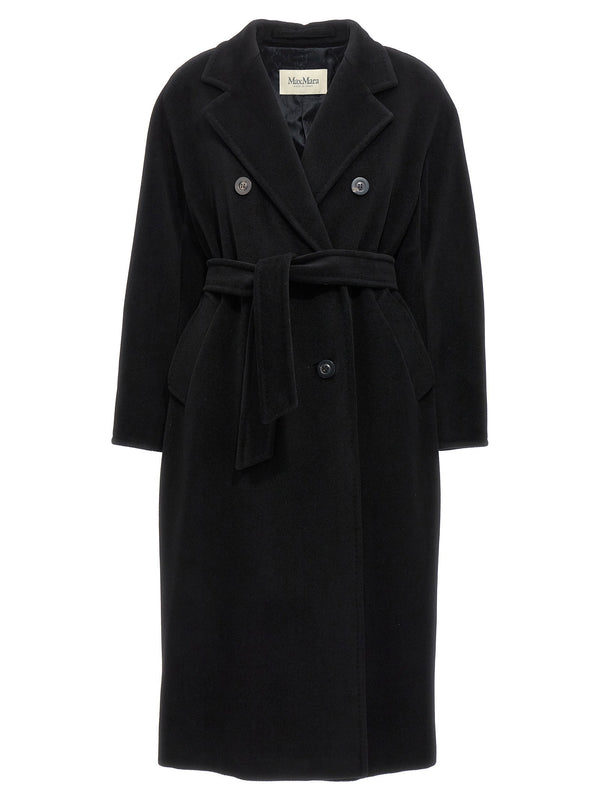 Max Mara Virgin wool and black cashmere coat in black