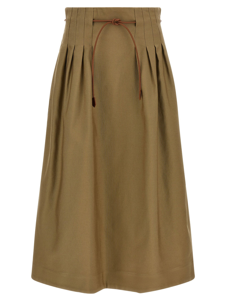 تنورة عالية الخصر بكسرات من Max Mara — كاكي