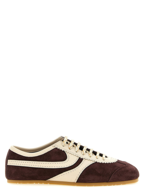 Dries Van Noten Suede and Leather Colour-Block Sneaker — Brown