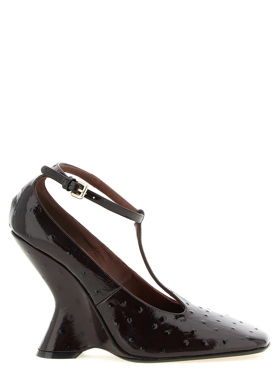 Dries Van Noten Sculptural Wedge Heel Pump — Burgundy
