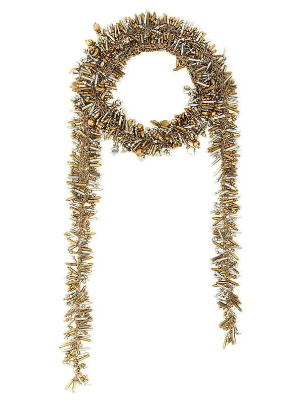 Dries Van Noten Embroidered Fringed Scarf — Gold