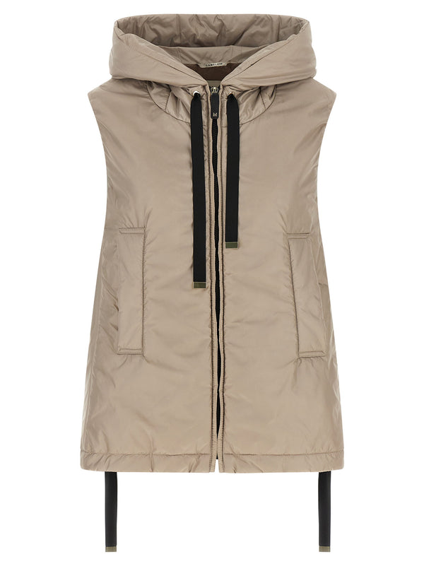 Max Mara The Cube Anti-drip technical canvas with cameluxe padding vest in beige