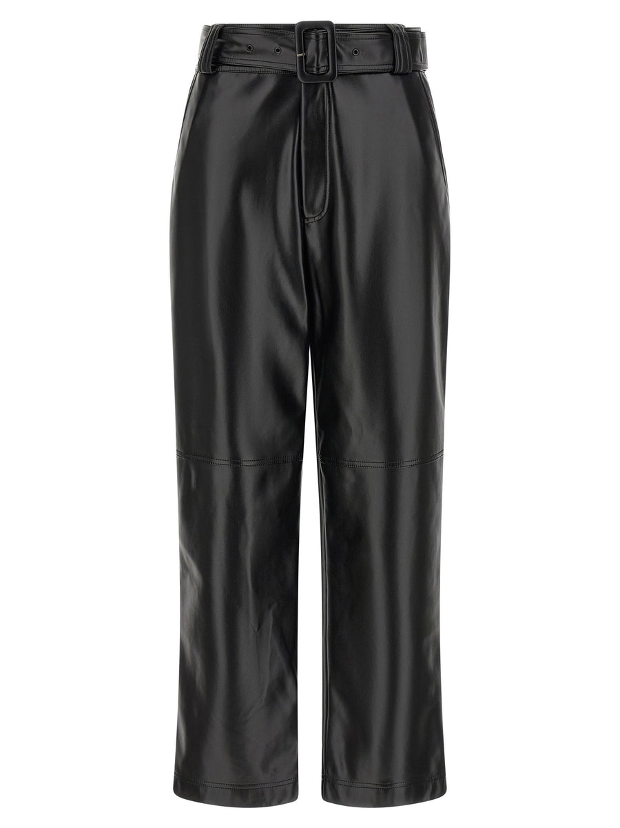 Twin Set Leather-Effect Coated Trousers — Black