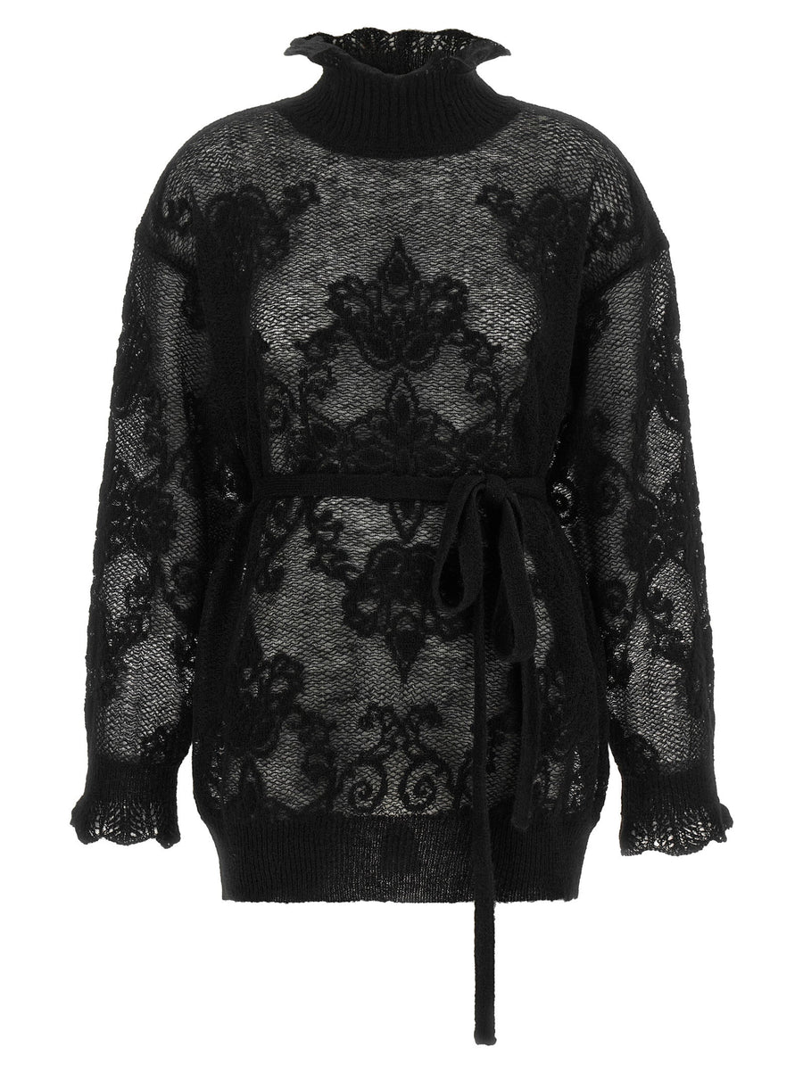Twin Set Jacquard Alpaca Blend Sweater — Black