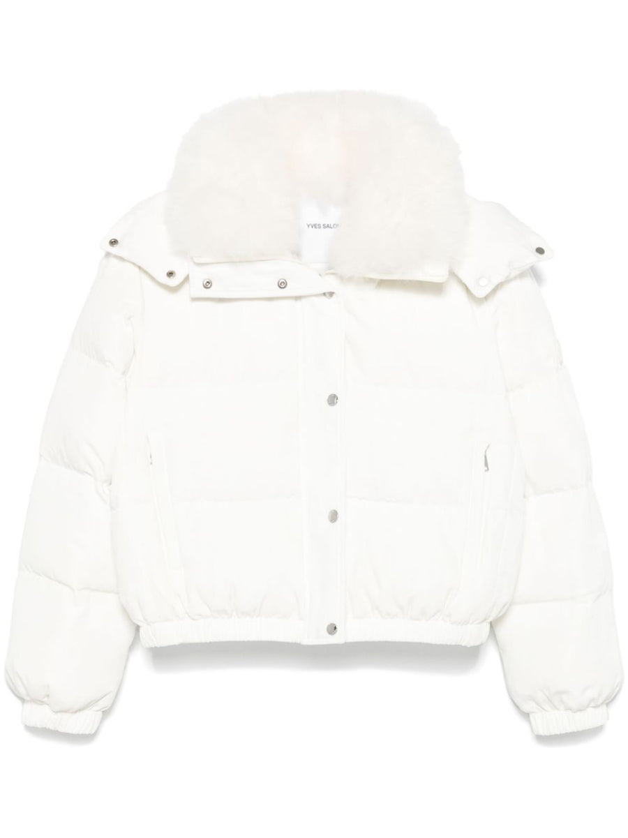 Yves Salomon Outer: Lamb Fur 100% down jacket in white