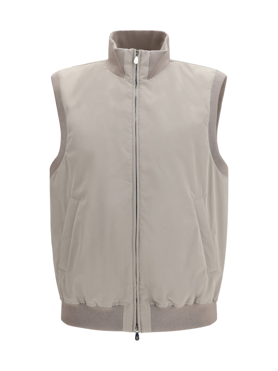 Sleeveless Vest Jacket Brown Freddo/panama Polyester