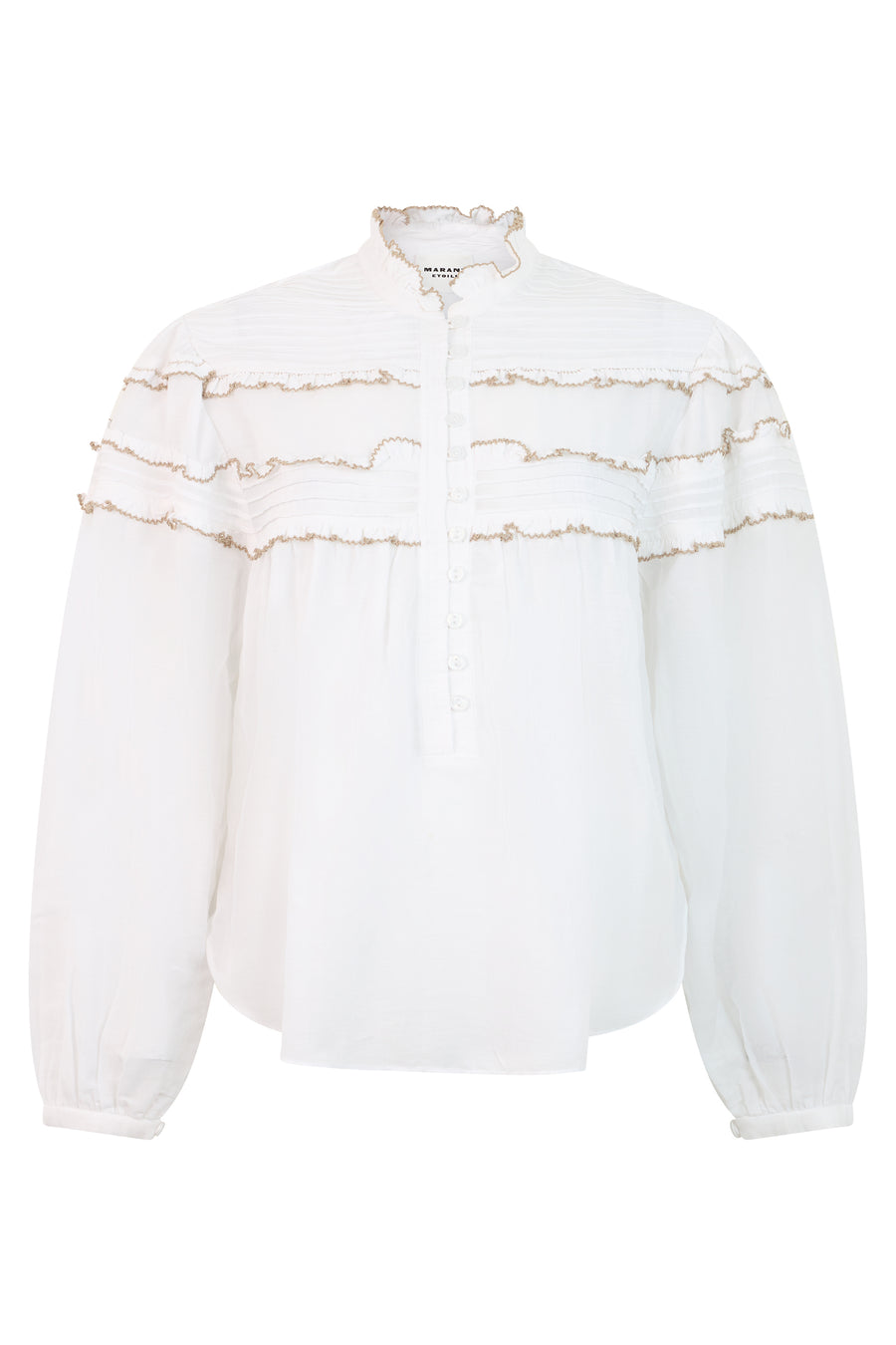 Blouse With Frills White Cotton Shirt
