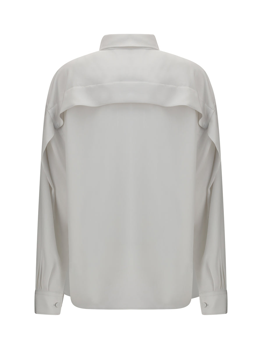 Long-Sleeve Shirt Amari Cloud White Silk