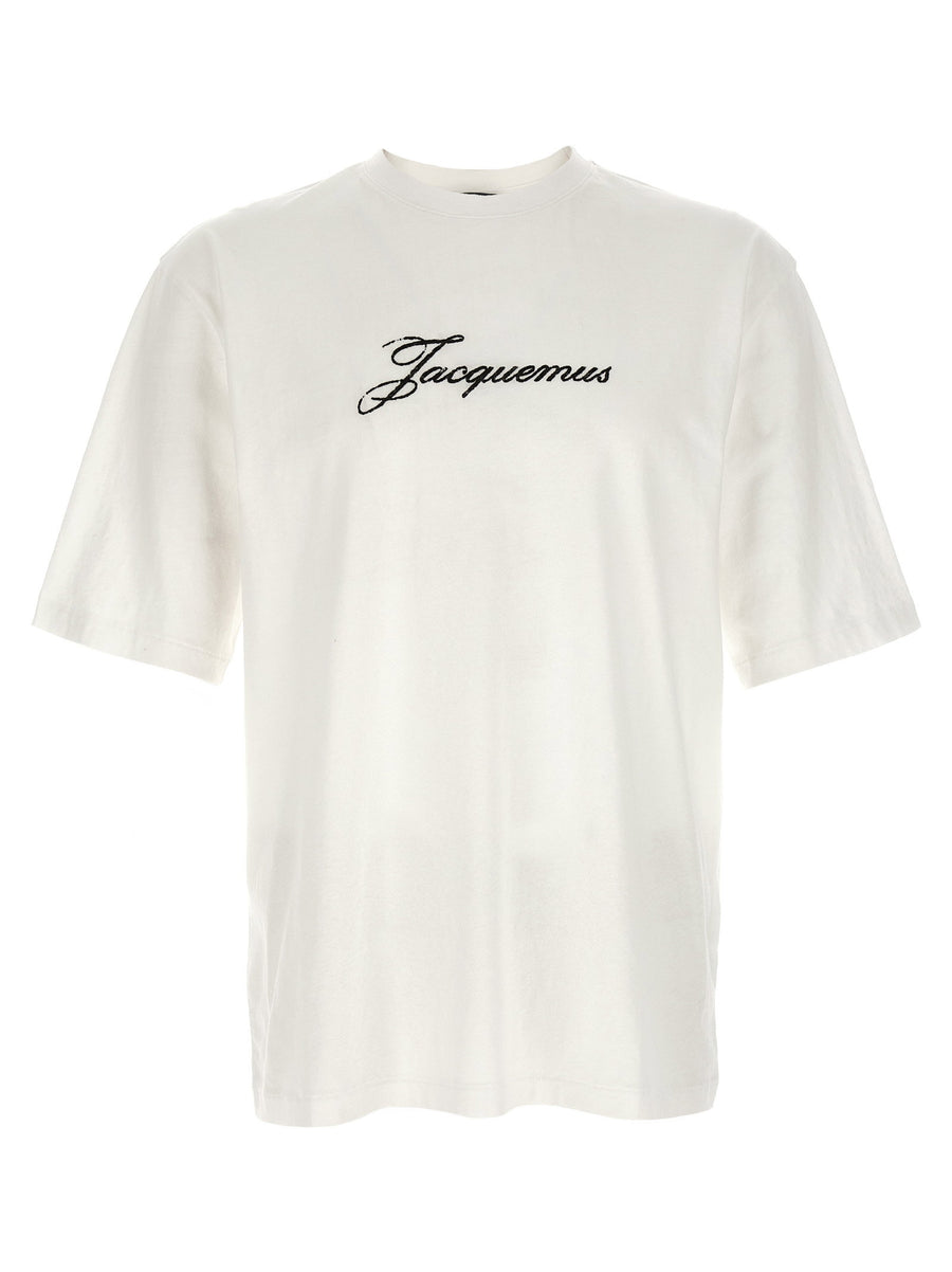 تيشيرت Jacquemus شعار المطرز من القنب قطن مزيج قميص — أبيض