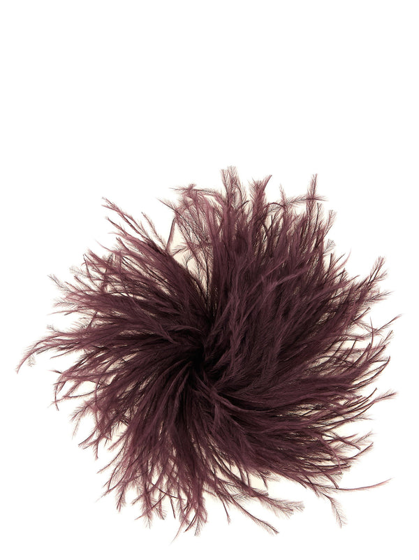 Gianluca Capannolo Ostrich Feather Hair Pin — Aubergine